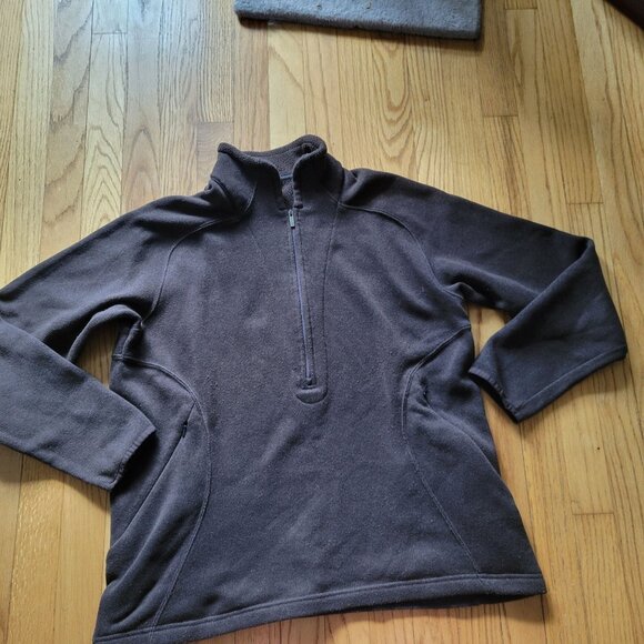 Lands End Quarter-Zip Fleece Pullover Brown Size M - Picture 3 of 6